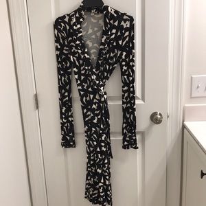 Black & White Print Wrap Dress